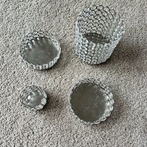 Set of 4 Silver Crystal Candle/Brushes/Pencil/Nicknack Holders